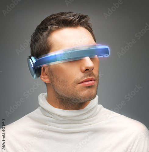 Photo: man with futuristic glasses man with futuristic glasses