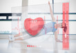 Woman doing yoga while looking at futuristic interface showing h