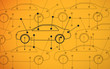 Picture of cars diagrams on yellow background