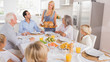 Mother serving the turkey