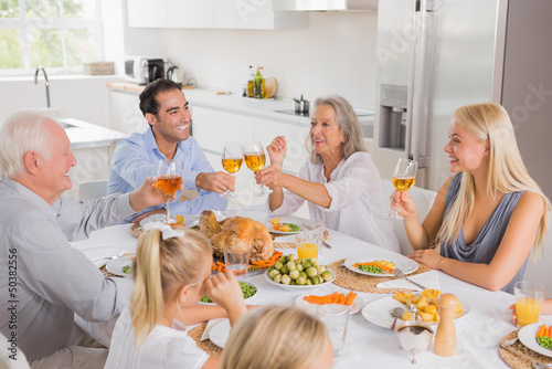 Photo: Smiling adults raising their glasses Smiling adults raising their glasses
