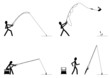 Positions du pêcheur - noir et blanc
