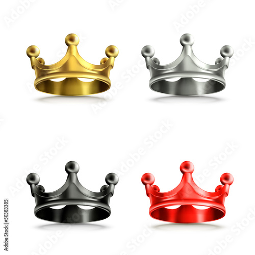 Vector: Multicolored crowns set Multicolored crowns set