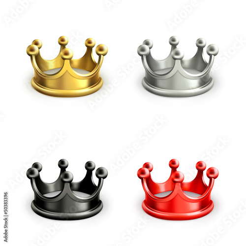 Vector: Multicolored crowns set Multicolored crowns set
