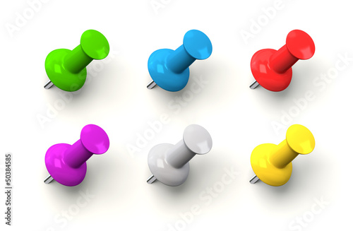 Illustration: Coloured Drawing Pins Coloured Drawing Pins