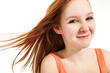 portrait of cute girl, isolated on white background
