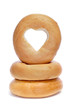 bagels with a heart-shaped hole