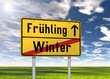 Illustration: Ortsschild "Frühling / Winter" Ortsschild "Frühling / Winter"