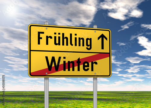 Illustration: Ortsschild "Frühling / Winter" Ortsschild "Frühling / Winter"