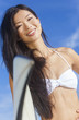 Beautiful Bikini Woman Girl Surfer & Surfboard Beach