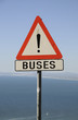 Road traffic caution sign 'Buses'