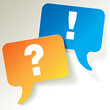 Speech Bubbles die Frage und die Antwort gelb blau