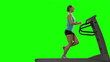 Woman running on the treadmill. Green screen
