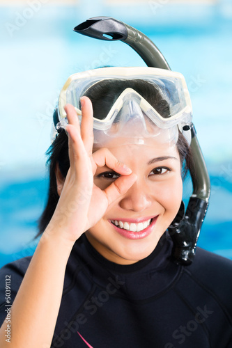 Photo: young indonesian diver says ok young indonesian diver says ok