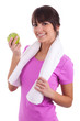 Young caucasian woman holding  an apple