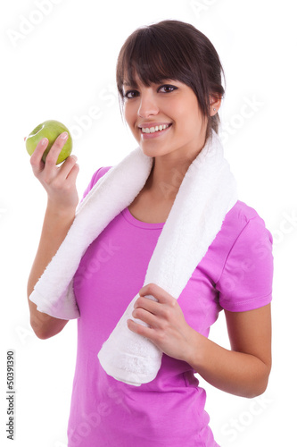 Photo: Young caucasian woman holding an apple Young caucasian woman holding an apple