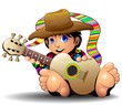 Hippy Boy Cartoon with Guitar-Ragazzo Hippie con chitarra