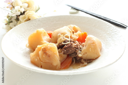 Photo: japanese cuisine, simmered potato and beef Nikujaga japanese cuisine, simmered potato and beef Nikujaga