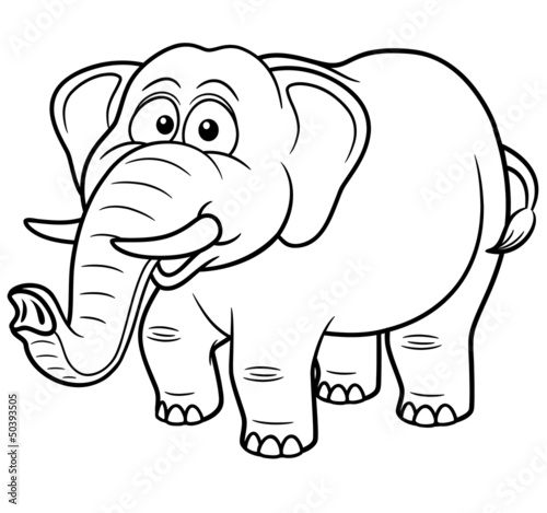 Vector: Vector illustration of Cartoon Elephant - Coloring book Vector illustration of Cartoon Elephant - Coloring book