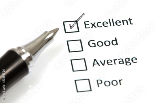 Photo: Tick placed in excellent checkbox Tick placed in excellent checkbox