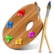 Painting palette with brushes
