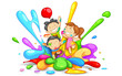 Kids playing Holi