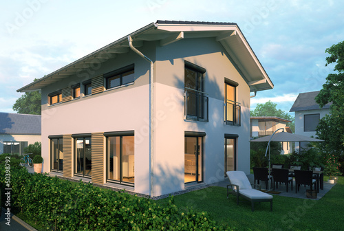 Illustration: Einfamilienhaus am Abend - EFH Einfamilienhaus am Abend - EFH