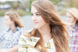 Photo: Three happy teen school girls friends outdoors Three happy teen school girls friends outdoors