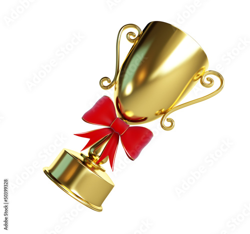 Illustration: gift gold trophy cup 3d Illustrations on a white background gift gold trophy cup 3d Illustrations on a white background