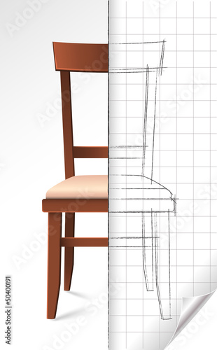 Vector: Chair and sketch Chair and sketch