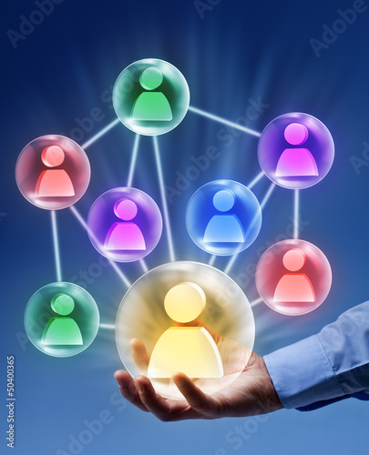 Photo: Social networking - connected bubbles Social networking - connected bubbles