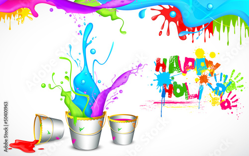 Vector: Holi Background with Bucket of color Holi Background with Bucket of color