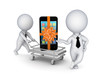 Mobile phone on a pushcart.