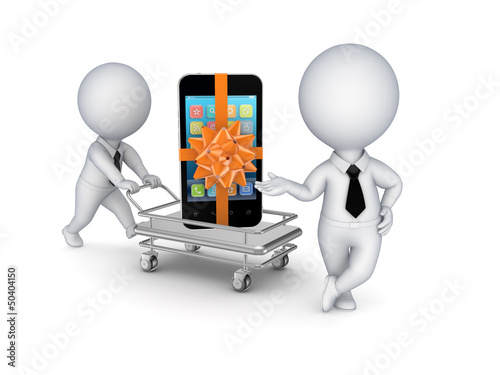 Illustration: Mobile phone on a pushcart. Mobile phone on a pushcart.