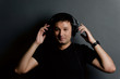 Portrait of a man listening music