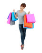 Photo: Isolated Yong Asian Woman With colorful Shopping Bags Isolated Yong Asian Woman With colorful Shopping Bags