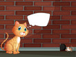 An orange cat with an empty callout
