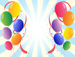 Twelve colorful party balloons