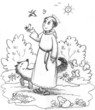 Coloring image of Saint Francis with wild animals