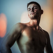 Foto: Portrait of strong athletic caucasian man. Portrait of strong athletic caucasian man.