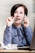 Business woman talking mobile phone