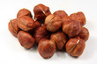 Hazelnuts heap against white background