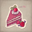 Vector hand drawn illustration of cake with strawberry