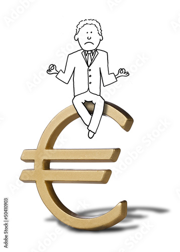 Photo: illustration of zen businessman on Euro symbol illustration of zen businessman on Euro symbol