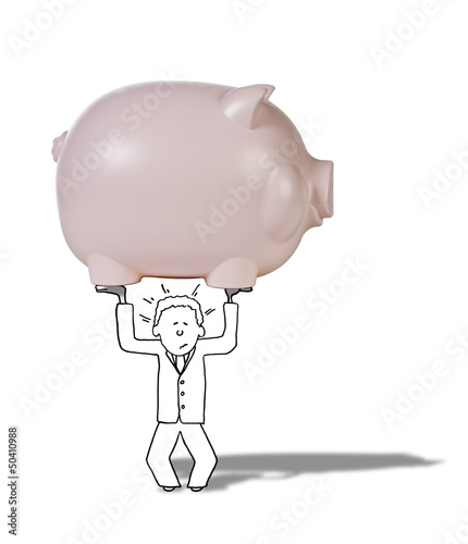 Photo: illustration of man suffering from difficult savings illustration of man suffering from difficult savings
