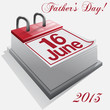 calendar 16 June, Father's Day . Vector