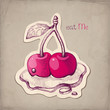 Vector hand drawn illustration of a cherry