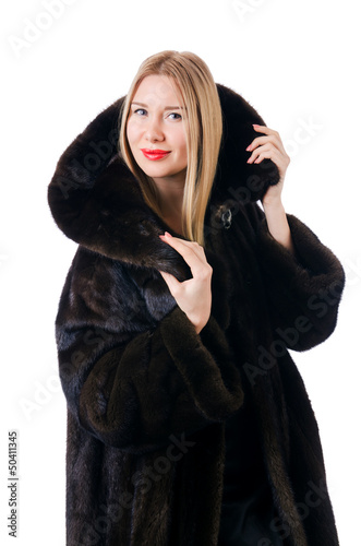 Photo: Tall model wearing fur coat Tall model wearing fur coat