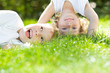 Happy children standing upside down