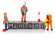 Photo: Maintenance word in letterpress with miniature workmen Maintenance word in letterpress with miniature workmen